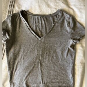 Gray wild fable V-neck crop